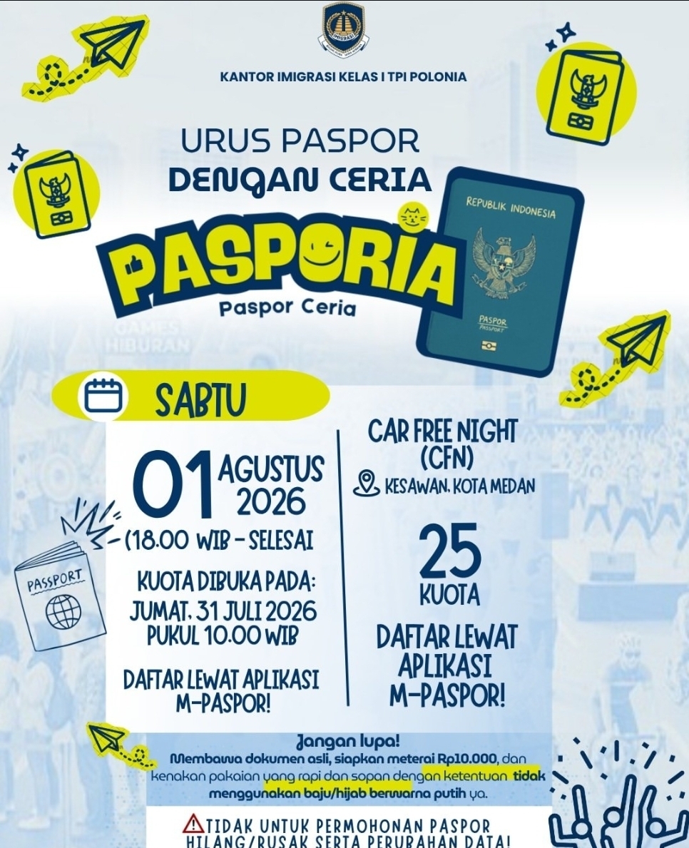 Banner Pasporia - Kantor Imigrasi Kelas I TPI Polonia Medan